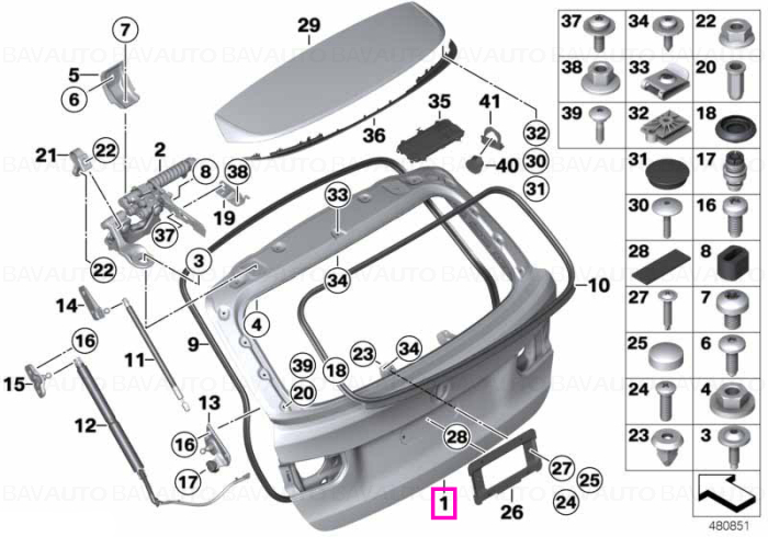 41007314180 - Trunk lid - BMW - Seria 3 F31, Seria 3 F31 LCI - de la 02.07.2012 - Original BMW Group - BavAUTO