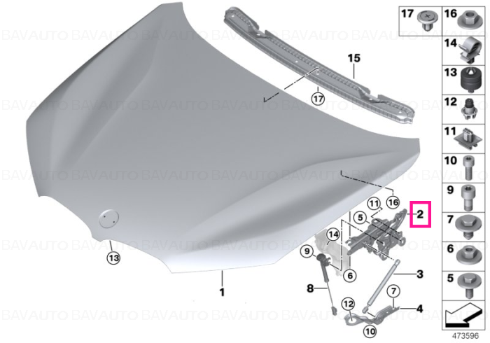 41007427125 - Left engine hood hinge - BMW - Original BMW
