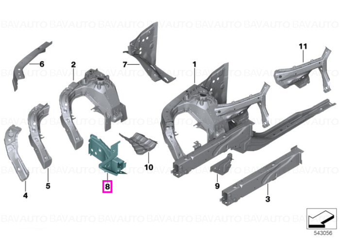 Conector lateral stanga, prindere motor/sustinere caroserie - BMW X3 G01 G08 G45 G48 F97 M, X4 G02 F98 M