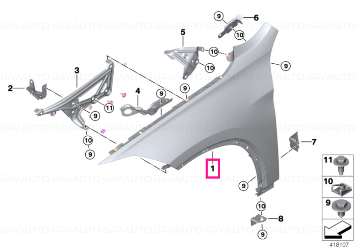 41007484211 - Side panel, front left - BMW - Original BMW