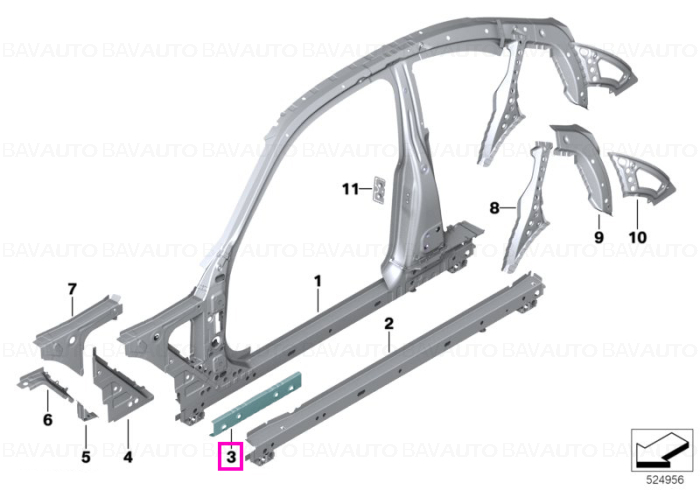 41007488082 - Bulkhead side member front - BMW - Seria 3 G20, Seria 3 G21 - de la 02.11.2018 - Original BMW Group - BavAUTO