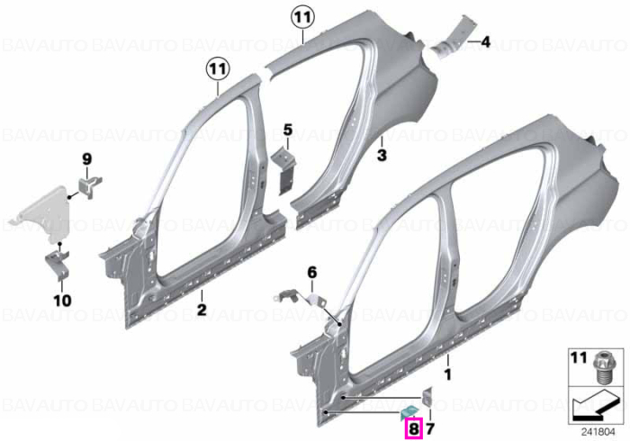 Suport, panou lateral stalp A - BMW Seria 1, Seria 2, Seria 3, Seria 4, Seria 5, Seria 6, Seria 7, Seria 8, i3L G28, i4 G26, iX I20, X1 F48 F49 U11 U12, X2 F39 U10, X3 F25, X4 F26, X5 E70 F15 F85 M, X6 E71 E72 F16 F86 M - Mini Countryman U25