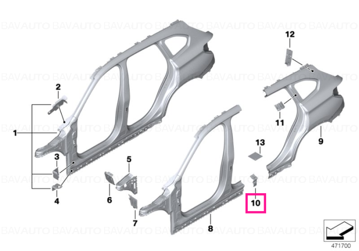 41217407917 - Element de armare, prag drept – BMW X1 F48  - Original BMW