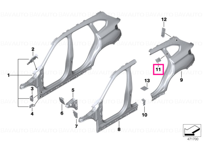 41217407919 - Element ranforsare, stalp C, partea stanga BMW X1 F48  - Original BMW