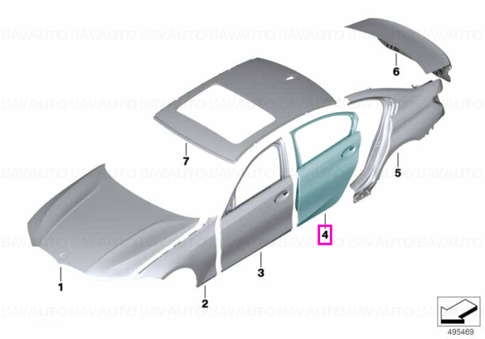 41517482277 - Door, rear left - BMW - Seria 3 G20 - de la 02.11.2018 - Original BMW Group - BavAUTO