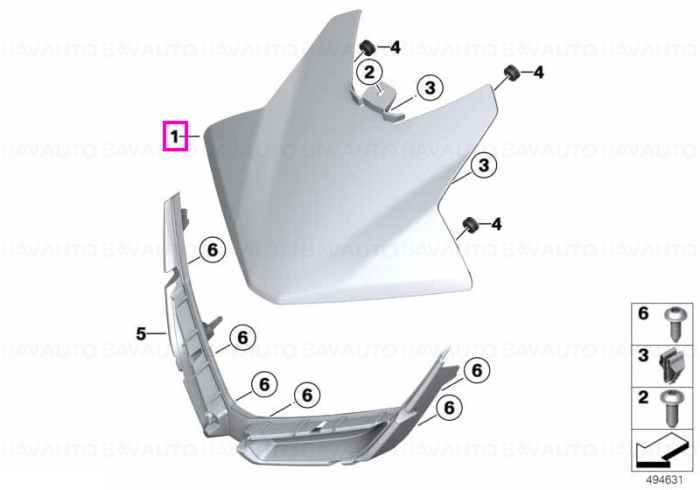 46638394600 - Headlight trim, top ROHTEIL / BLANK - BMW Motorrad - K08 - de la 01.09.2018 - Original BMW Motorrad Group - …