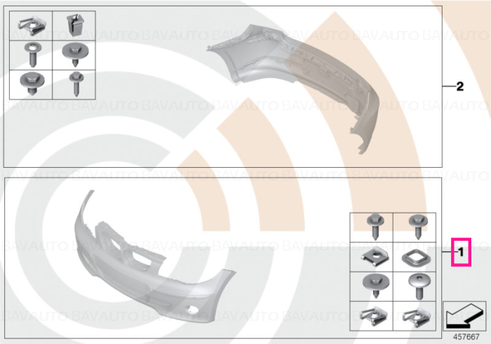 51112410004 - Set, mounting parts, bumper, front VALUE LINE - Original BMW