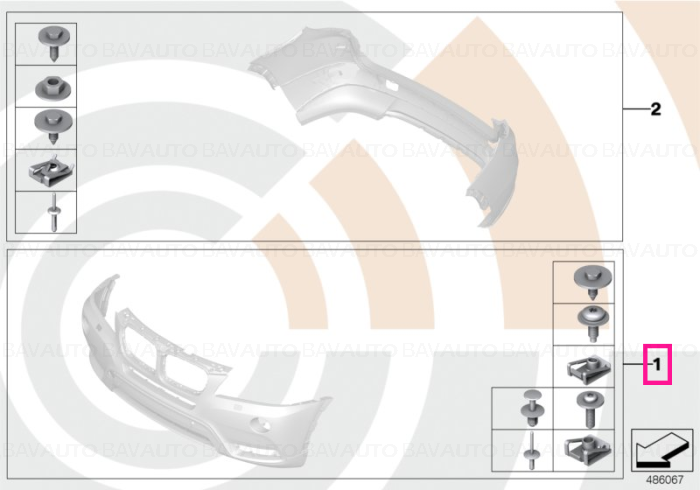 51112457471 - Set, mounting parts, bumper, front VALUE LINE - Original BMW