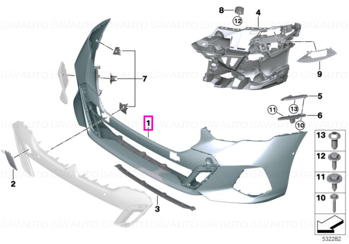 Bara protectie fata, primerizata, M Sport, PDC - BMW Seria 5 G60 G61