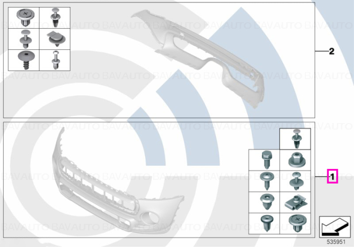 Set elemente montaj bara protectie fata, Kit Value Parts - Mini Cabrio F57, Clubman F54, F55, F56