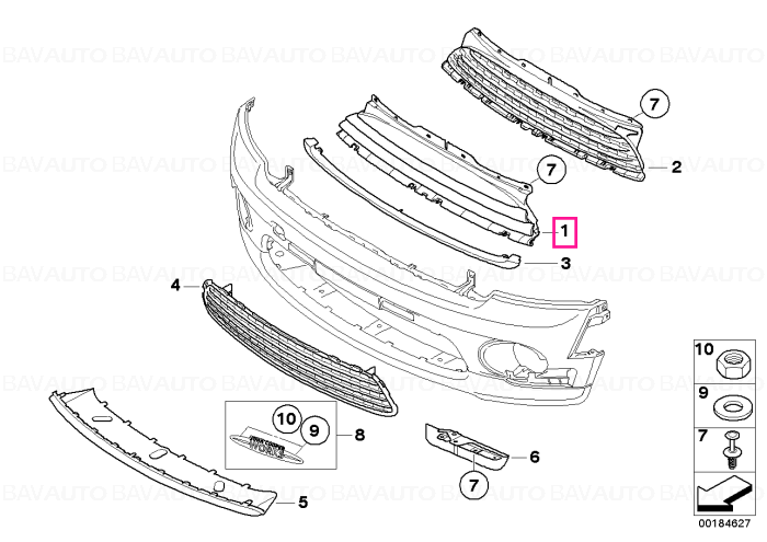 51117046364 - Grille, front, primed  - Original BMW - Mini