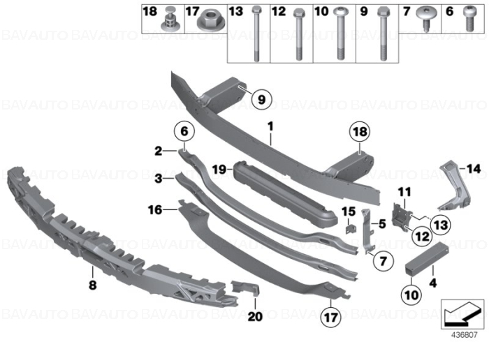 51117200707 - Cofraj armatura bara fata - BMW Seria 5 F10 F11 F18 | BavAUTO