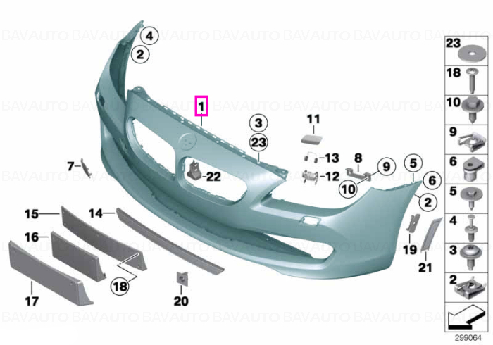 Bara protectie fata, primerizata, PDC/Side view - BMW Seria 6 F06 F12 F13