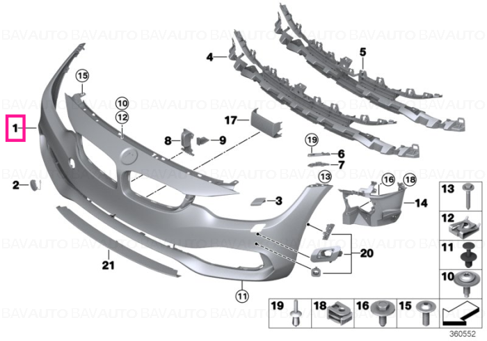 51117363275 - Panel, bumper, primed, front SRA             - Original BMW