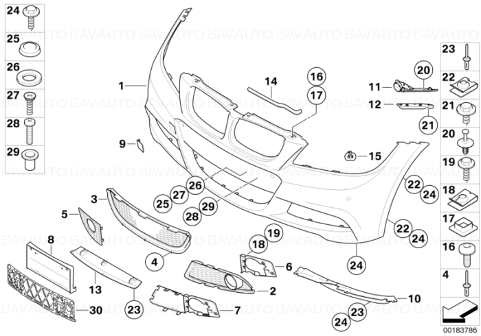 51117891391 - Ornament carlig remorcare bara fata M - BMW Seria 3 E90 Lci, E91 Lci | BavAUTO