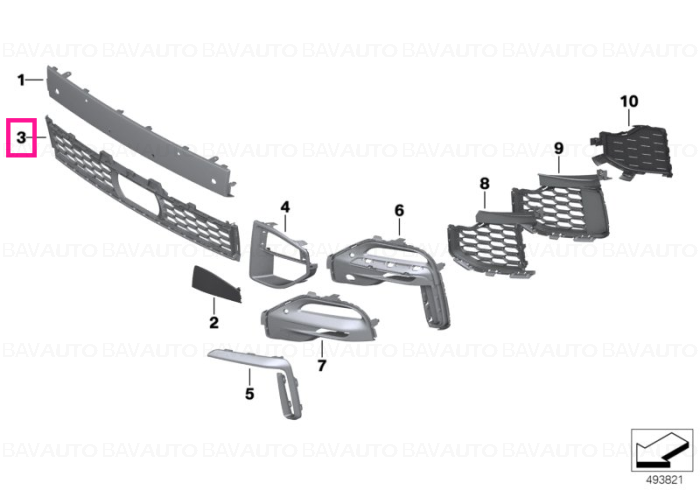 51118069208 - Grille, air inlet, middle - Original BMW
