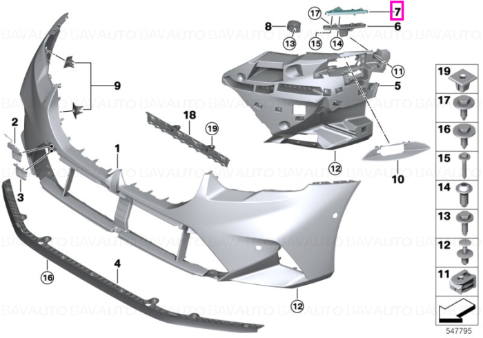 Ghidaj superior bara protectie fata, stanga - BMW Seria 5 G90 G99 M5