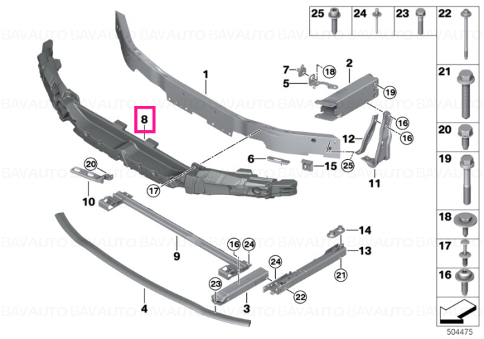 51119853825 - Amortizor impact, bara protectie fata – BMW F40 - Original BMW