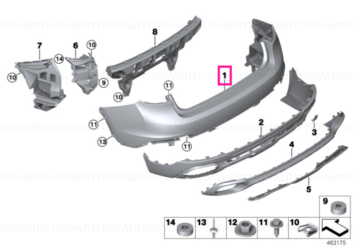 51127413500 - Bumper trim panel, rear  - Original BMW