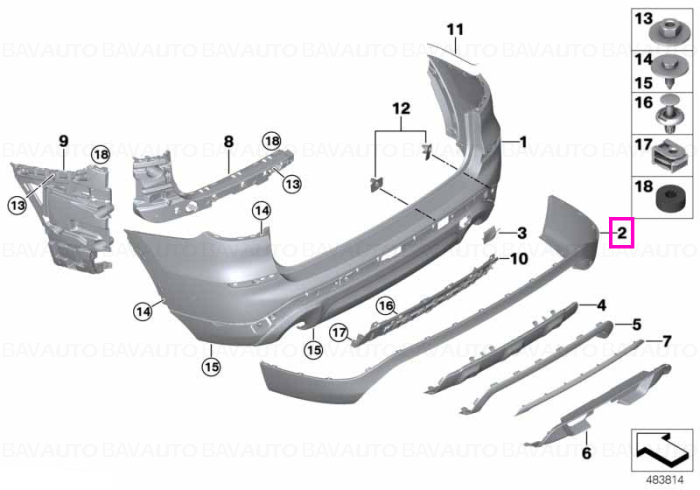 51127488230 - Panel for bumper, rear PDC - BMW - X3 G01 - de la 01.08.2017 - Original BMW Group - BavAUTO
