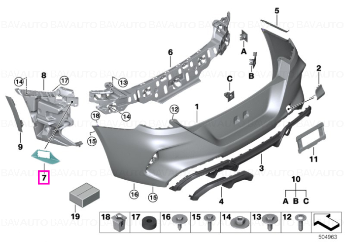  Element ghidare senzor radar bara spate dreapta, M - BMW Seria 8 F93 M8 - tip motor S63M