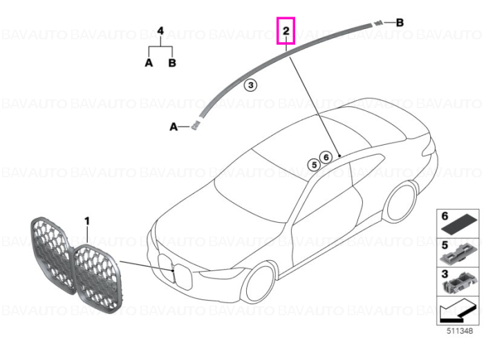 Bandou ornamental primerizat, plafon, stanga - BMW Seria 4 G22 G82 M4