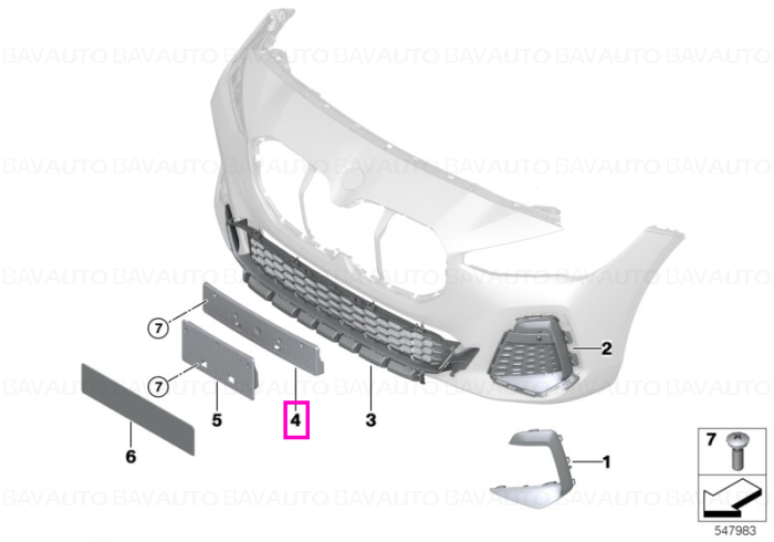 51138080921 - Suport fata placuta numar inmatriculare - BMW Seria 2 U06 Active Tourer - Original BMW