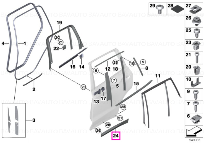 51138499212 - Moulding door rear right X-LINE - BMW - X3 G01, X4 G02 - de la 01.08.2017 - Original BMW Group - BavAUTO