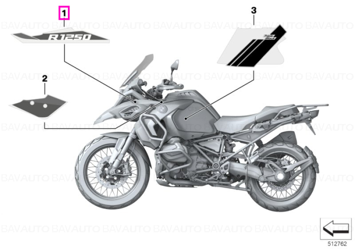 Inscriptie aripa fata, stanga - BMW Motorrad K51 (R 1200 GS Adv., R 1250 GS Adv.) - tip motor A74