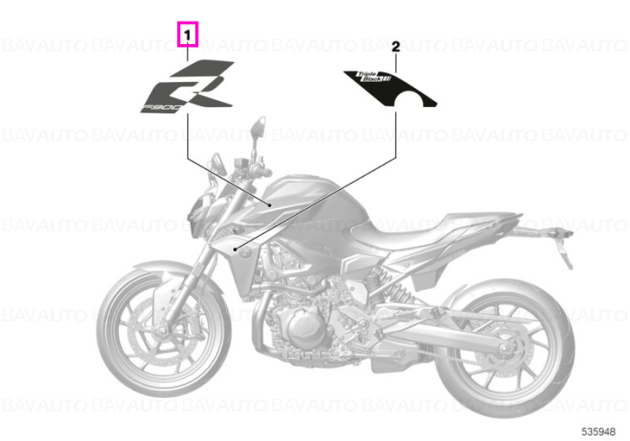 Decor panou lateral carenaj, Triple Black, dreapta - BMW Motorrad K83 (F 900 R) - tip motor A24