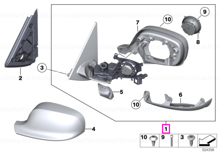 51162993774 - Heated outside mirror, memory bus, right - BMW - X1 E84 - de la 01.09.2009 - Original BMW Group - BavAUTO