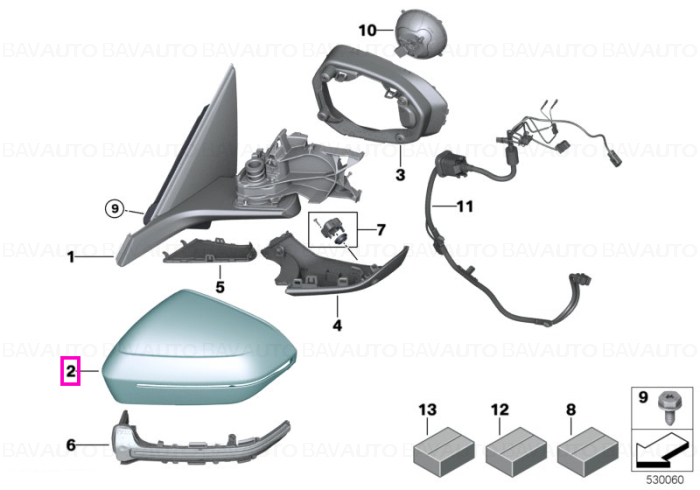 51165A351E7 - Capac oglinda exterioara, grunduit, stanga - BMW Seria 5 G60 G61, Seria 7 G70 - Original BMW