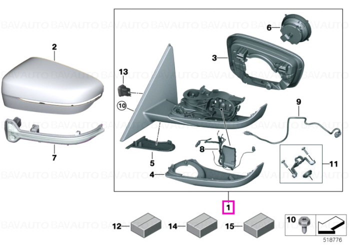 Oglinda exterioara laterala stanga, incalzita, Shadow-Line - BMW Seria 3 G20 G21 G28, i3L G28