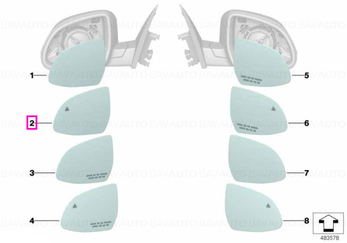 51167291247 - Mirror glass, heated, wide-angle, left EC - BMW - X5 F15, X6 F16 - de la 01.08.2013 - Original BMW Group - B…