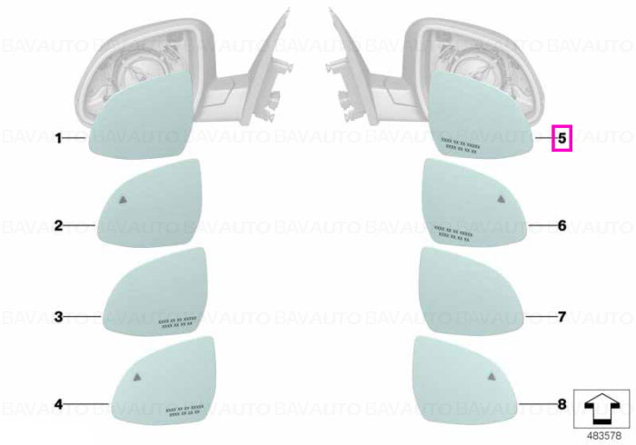 51167291248 - Mirror glass, heated, wide-angle, right EC - BMW - X5 F15, X6 F16 - de la 01.08.2013 - Original BMW Group - …