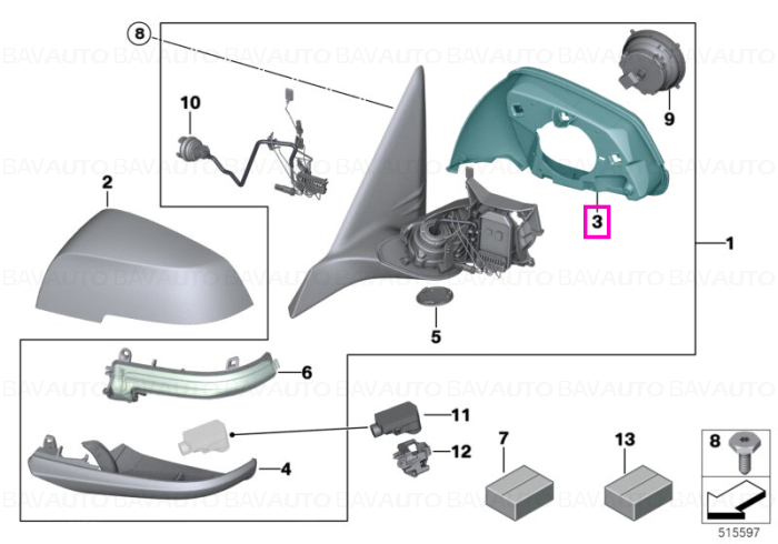 Inel fixare oglinda exterioara, stanga - BMW X2 F39, Z4 G29