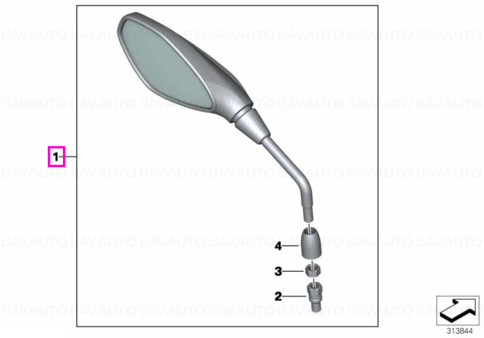 51168567448 - Mirror, right - BMW Motorrad - K21, K22 - de la 01.09.2012 - Original BMW Motorrad Group - BavAUTO