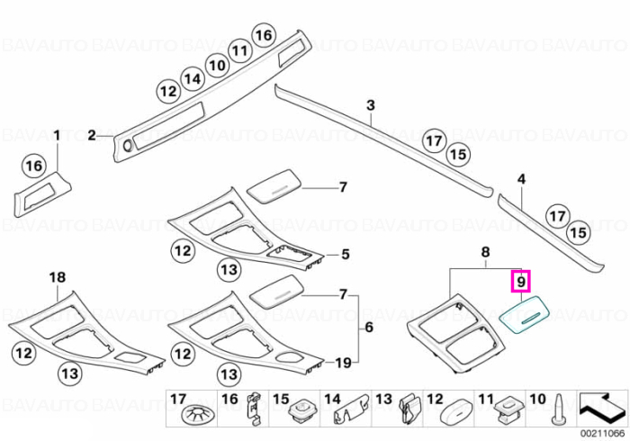 Capac partitie depozitare consola centrala, spate, argintiu (glacier silber) - BMW Seria 3 E92 E93