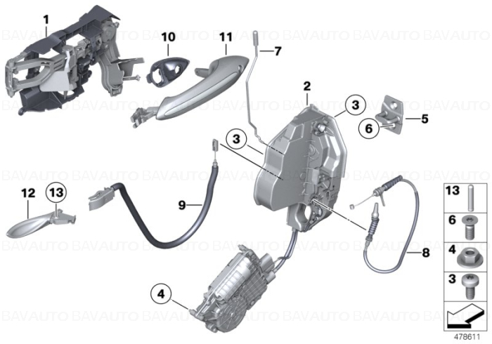 51217225689 - Maner interior usa - BMW Seria 5 F10 F11 | BavAUTO
