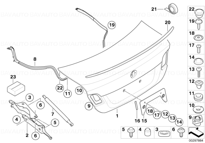 51247250308 - Amortizor capota portbagaj 300N - BMW Seria 3 E90 - stanga sau dreapta | BavAUTO