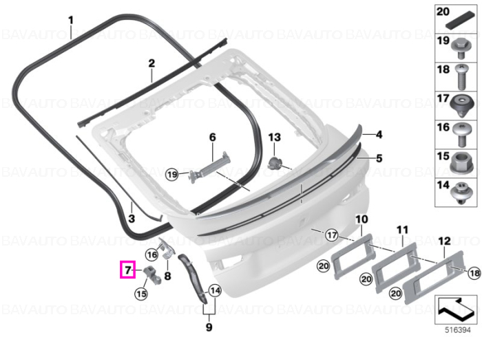 51247441962 - Wedging, rear lid, right - BMW - X6 G06 - de la 01.08.2019 - Original BMW Group - BavAUTO