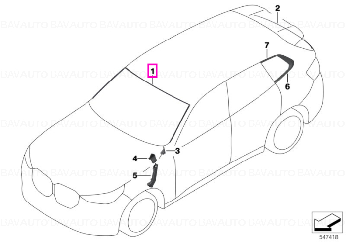 Garnitura superioara etansare parbriz - BMW X3 G45, X3L G48