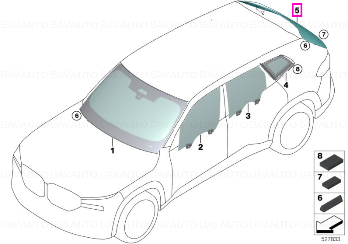 51319853093 - Luneta originala BMW, SSG (Sun Protection Glazing) - BMW XM G09 - Original BMW