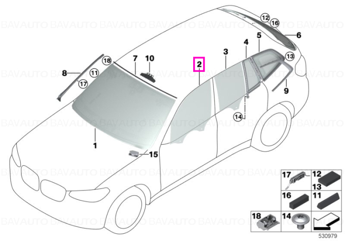 51337464062 - Side window, door, right front VSG - BMW - X3 F97, X3 G01 - de la 01.08.2017 - Original BMW Group - BavAUTO