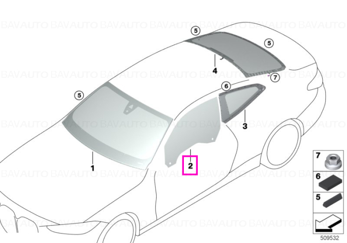 Geam usa fata, stanga - BMW Seria 4 G22 G82 M4
