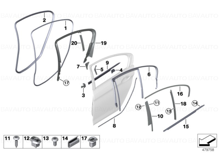 51357390139 - Ornamnent portiera stanga spate - BMW Seria 5 F90 M5, G30 G31 | BavAUTO