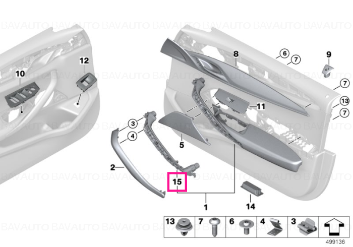 51417450178 - Carrier, door pull, right ELFENBEINWEISS - Original BMW