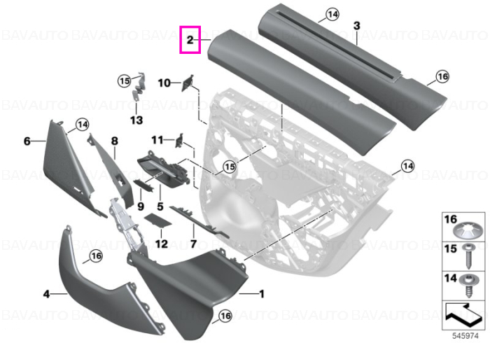 Ornament superior usa spate, stanga, negru - BMW Seria 5 G60 G61