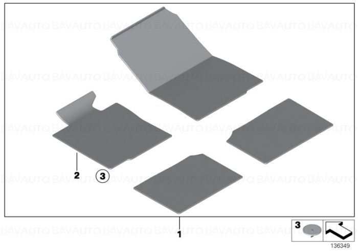 51477316487 - Set covorase fata/spate, Velur, Negru Antracit - BMW Seria 1 E81 E82 - Original BMW