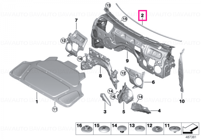 51487941312 - Sound insulation windscreen L=1380MM - Original BMW
